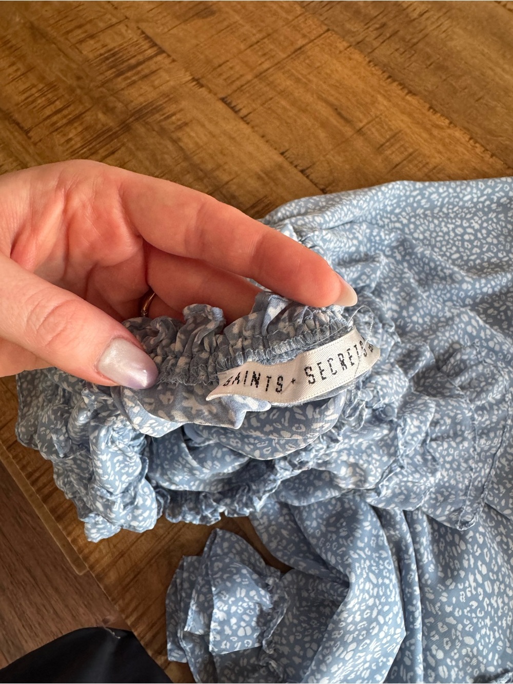 Light Blue Ruffle Off-Shoulder Dress - Picture 2 of 5